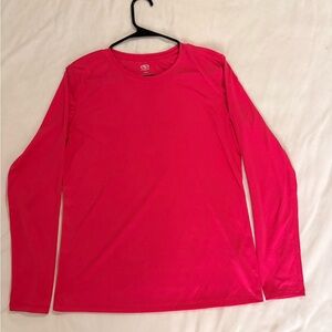 Athletic Works Men's Long-Sleeve Performance Tee in Bright Pink